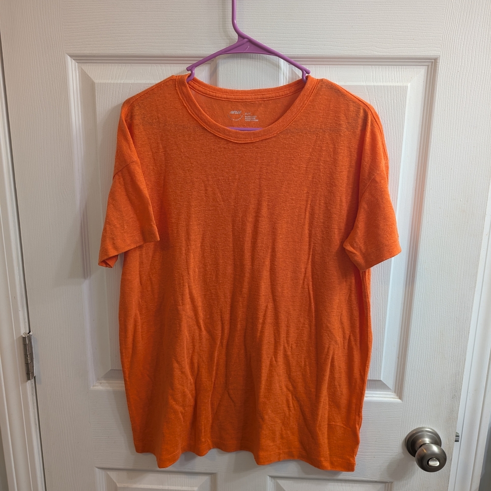 Aerie Women's Small Orange‎ Crew Neck Short Sleeve Basic T Shirt - Size XS